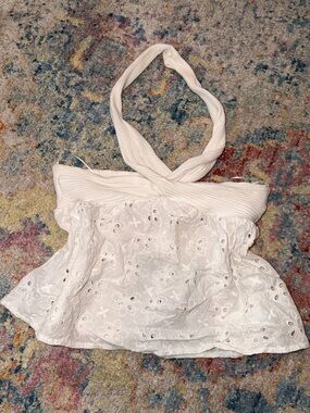 Zara White Eyelet Halter Camisole